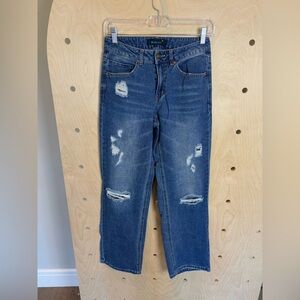 Midiross Distressed Mid Rise Straight Leg Denim Jeans Small